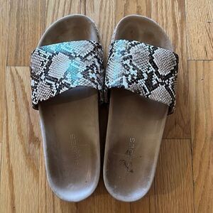 J Slides sz 9 snakeskin slide on sandal good pre owned condition